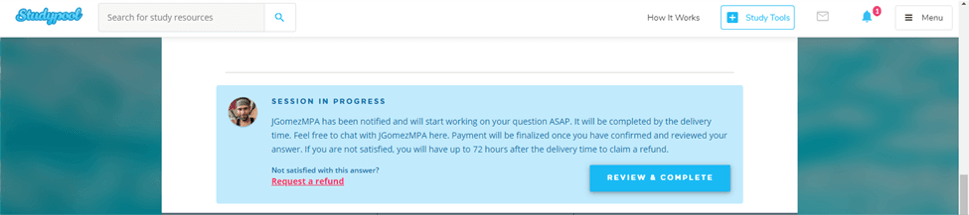 Message - tutor starts working