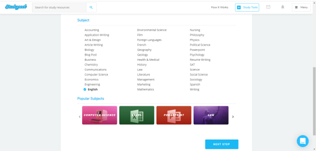 Studypool's categories and subjects